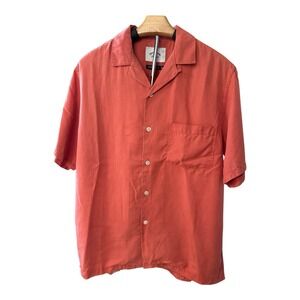 Portuguese Flannel Dogtown Shirt Mens M Dusty Coral Tencel Camp Collar Lyocell